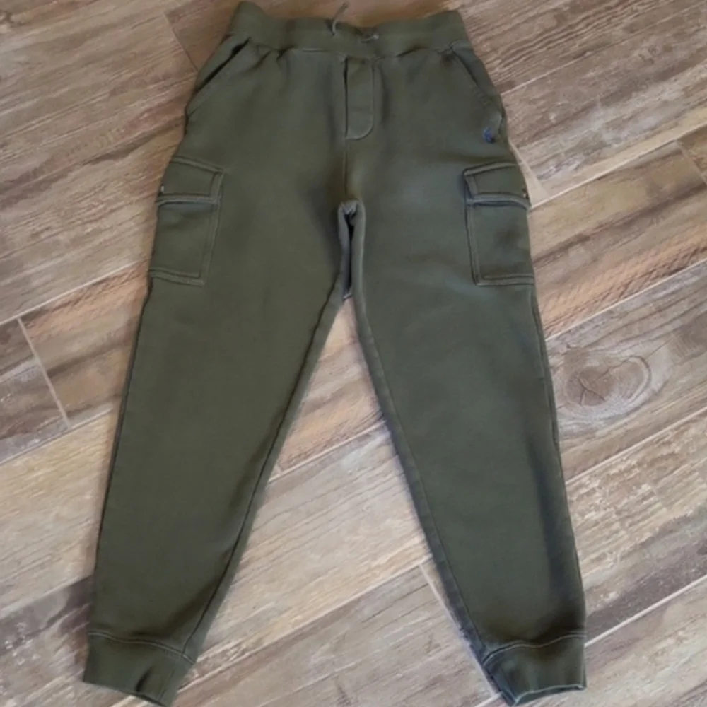 Polo Ralph Lauren Elastic Drawstring Waist Olive Green Joggers, Size 10 - Picture 1 of 11